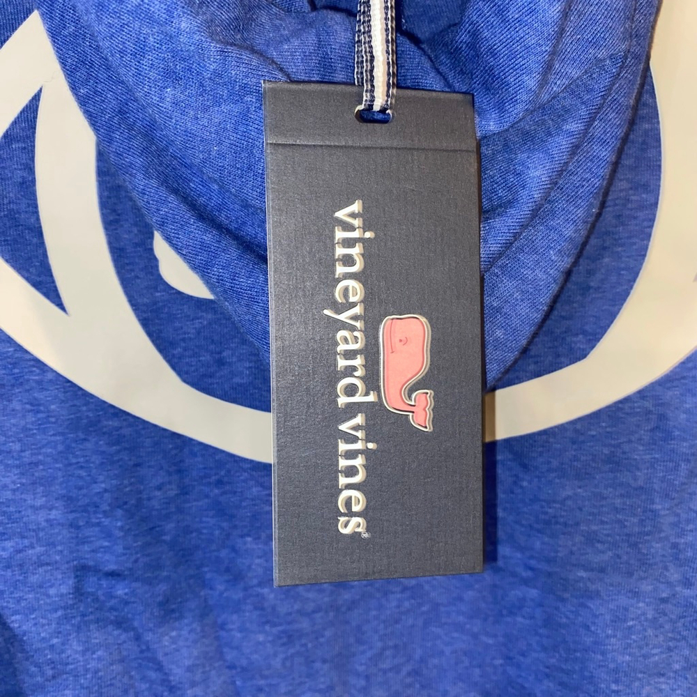Boys Vineyard Vines Hoodie Tee M Heather Blue with White Football Logo NWT - Picture 5 of 7